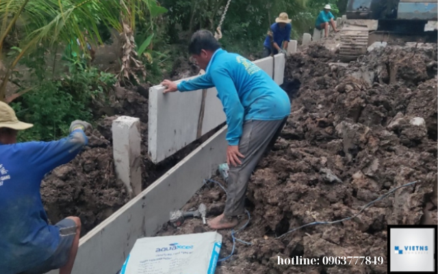 Kè bê tông lắp ghép chắn đất được thi công nhanh chóng